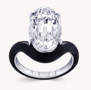5.25 Carat Lab Grown Diamond Black Enamel Solitaire Ring