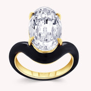 5.25 Carat Lab Grown Diamond Black Enamel Solitaire Ring