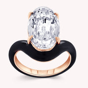 5.25 Carat Lab Grown Diamond Black Enamel Solitaire Ring