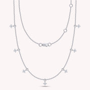 Tennis Flower Charm Necklace Round Lab Grown Diamond