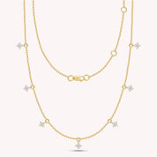 Tennis Flower Charm Necklace Round Lab Grown Diamond