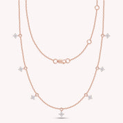 Tennis Flower Charm Necklace Round Lab Grown Diamond