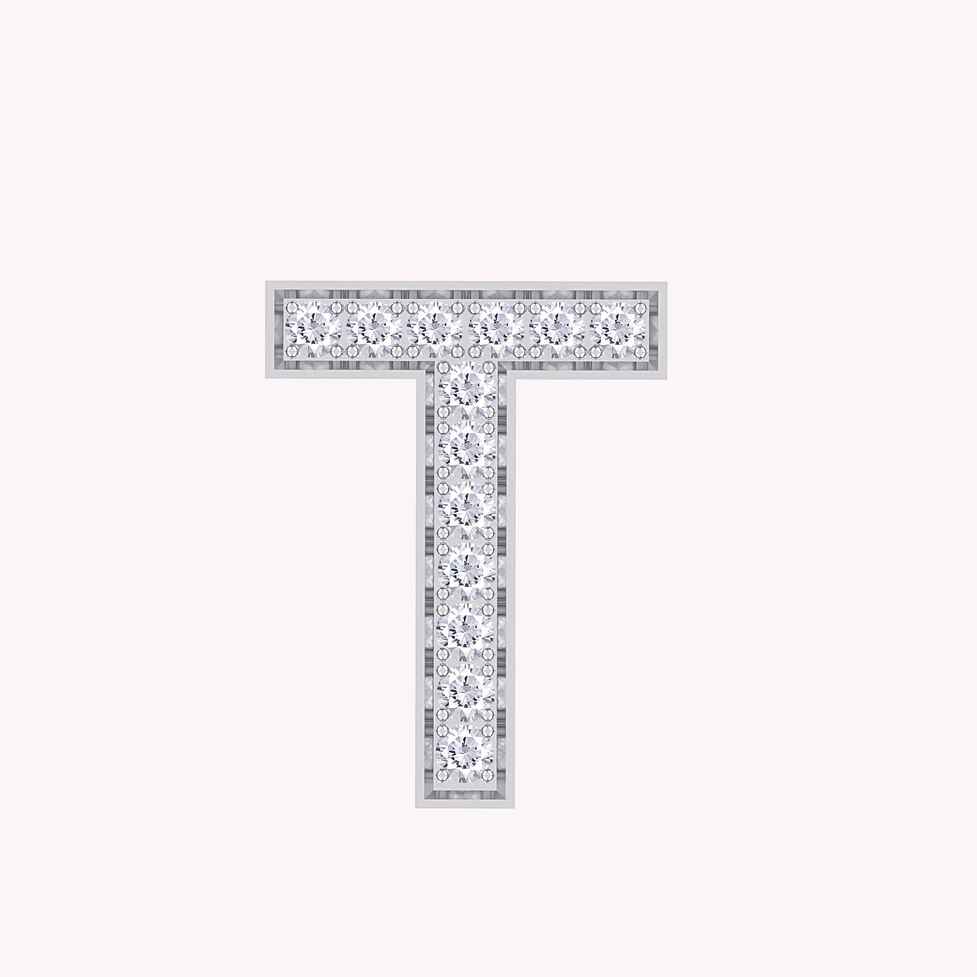 Initial Letter Pendant Round Cut Lab Grown Diamond