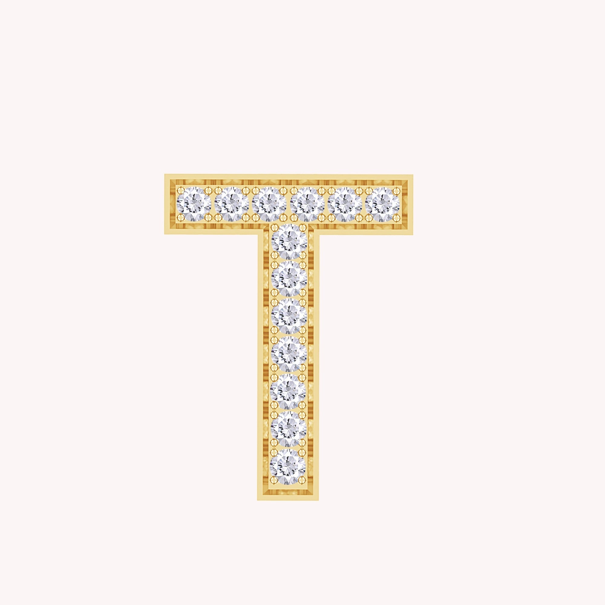 Initial Letter Pendant Round Cut Lab Grown Diamond