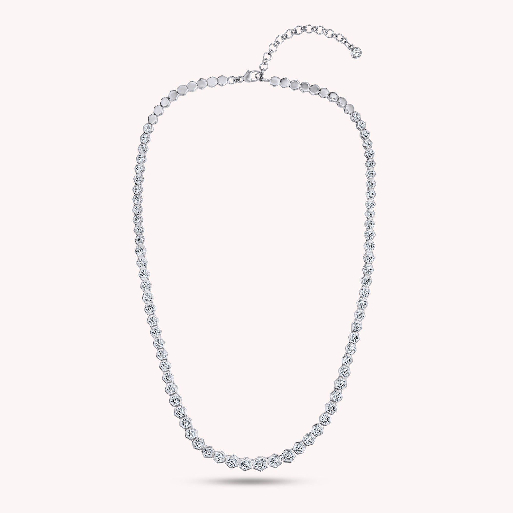 Tennis Necklace Hexagon & Round Lab Grown Diamond 15" + 2" Extension