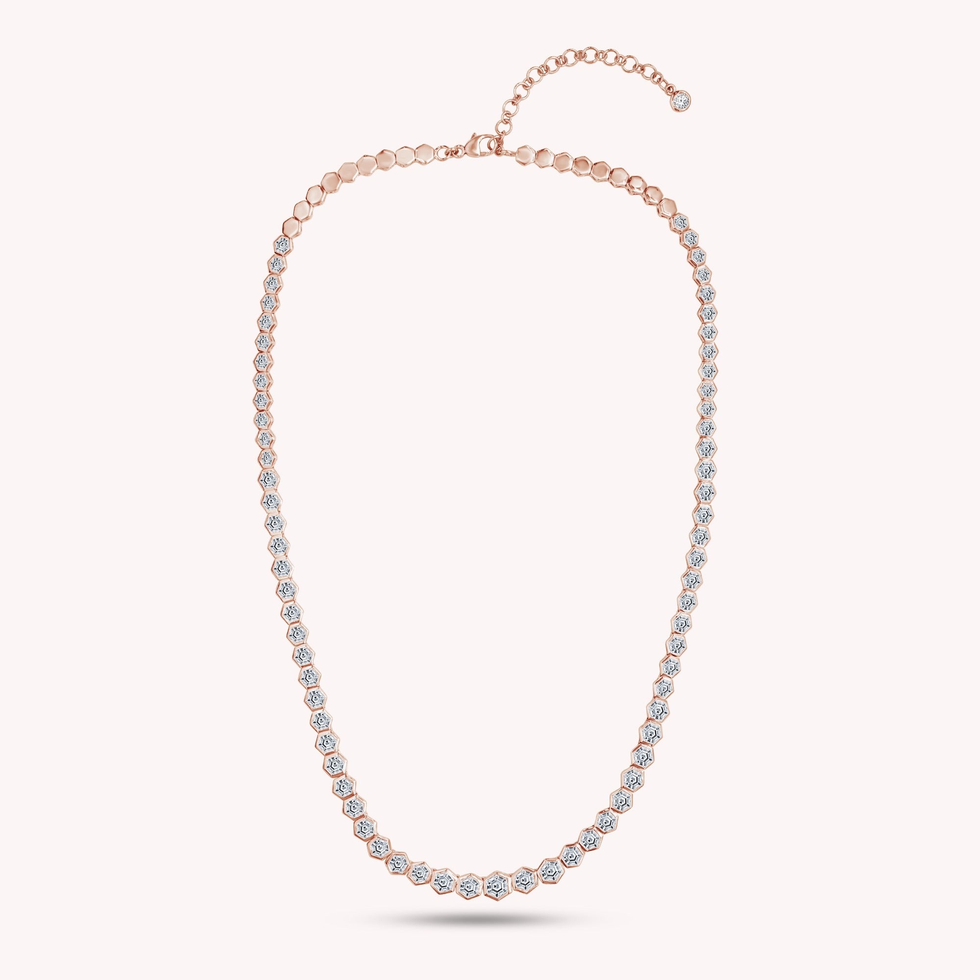 Tennis Necklace Hexagon & Round Lab Grown Diamond 15" + 2" Extension