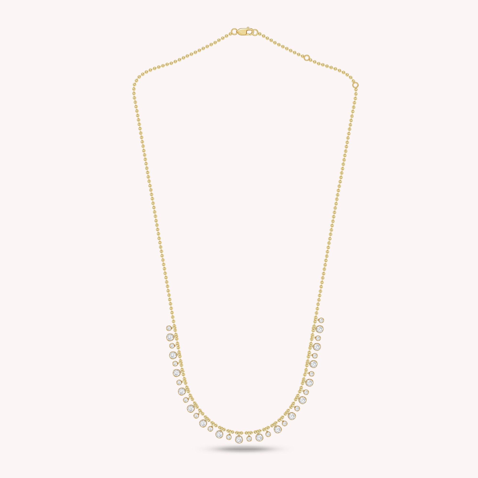 1.30 Carat Lab Grown Diamond Drop Bead Chain Necklace