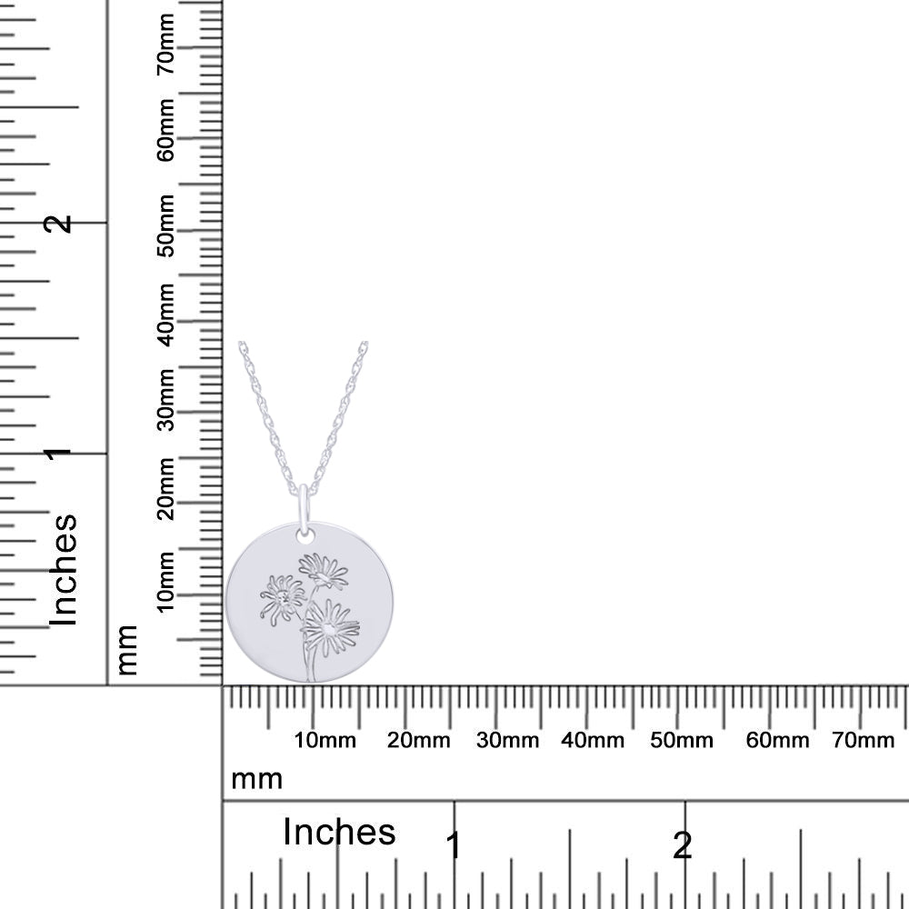 Flower Disc Charm Pendant Necklace 18K Gold Plated