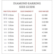 Round Natural Diamond Stud (IGI Certified 0.70 ct & up) Plus Quality Friction Back Earrings in 14k Solid Gold, 0.04 Ctw - 2.00 Ctw Gift For Her