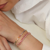 Multi Color Rainbow Cubic Zirconia Tennis Bracelet Sterling Silver