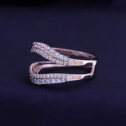 1 ct. t.w Round Lab Created Moissanite Diamond Double Row Pave Set Curved Enhancer Guard Ring In 14K Gold Over Sterling Silver Jewelry (1.00 Cttw), Valentine's Day Gift For Her