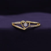 1/10 Carat CT Round White Natural Diamond Bypass Heart Promise Ring 14k Gold Over Sterling Silver Gift for Her