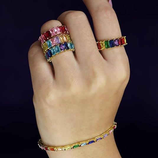 Eternity Shades of Pink Beauty Rainbow Ring