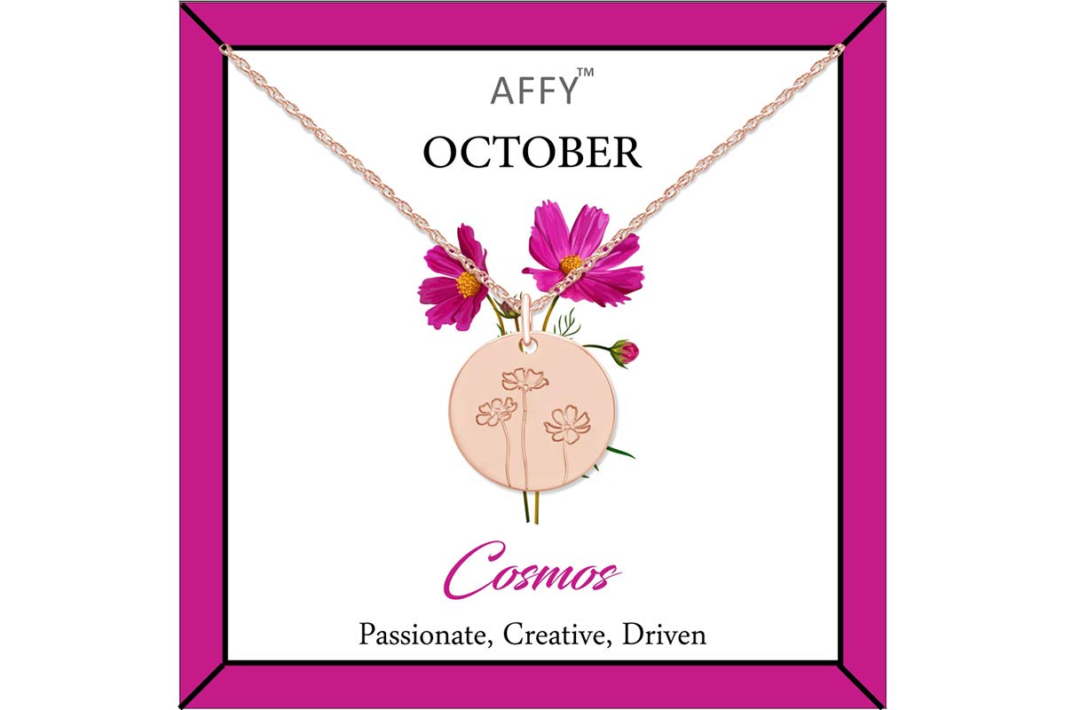 Flower Disc Charm Pendant Necklace 18K Gold Plated