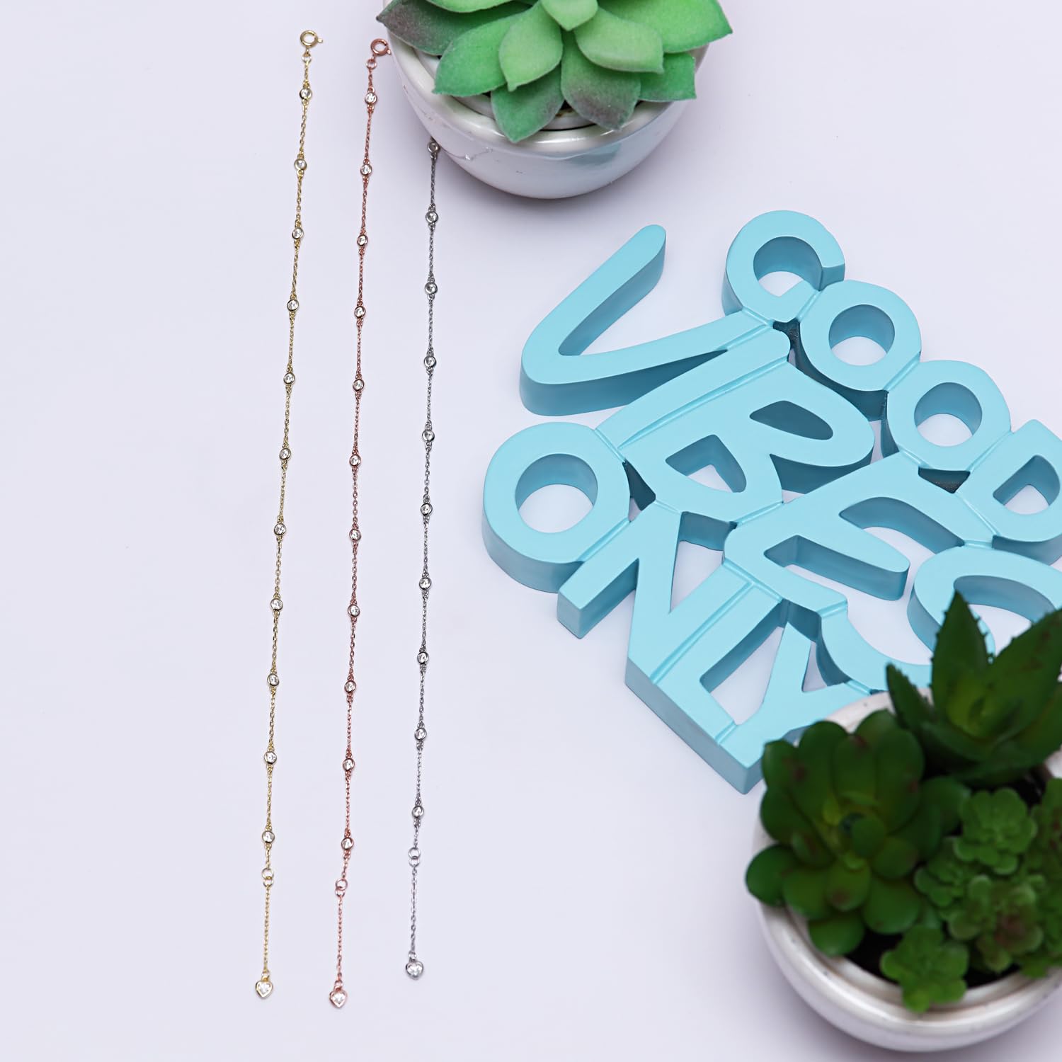 Station Anklet Lab Created Moissanite
