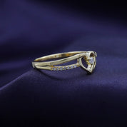 1/10 Carat Round Cut White Natural Diamond Split Shank Heart Promise Ring In 925 Sterling Silver