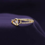1/10 Carat CT Round White Natural Diamond Bypass Heart Promise Ring 14k Gold Over Sterling Silver Gift for Her