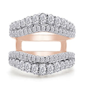 1 Ct Round Double Row Pave Set Curved Enhancer Guard Ring In 14K Gold Over Sterling Silver With Cubic Zirconia Gift For Her