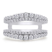 1 ct. t.w Round Lab Created Moissanite Diamond Double Row Pave Set Curved Enhancer Guard Ring In 14K Gold Over Sterling Silver Jewelry (1.00 Cttw), Valentine's Day Gift For Her