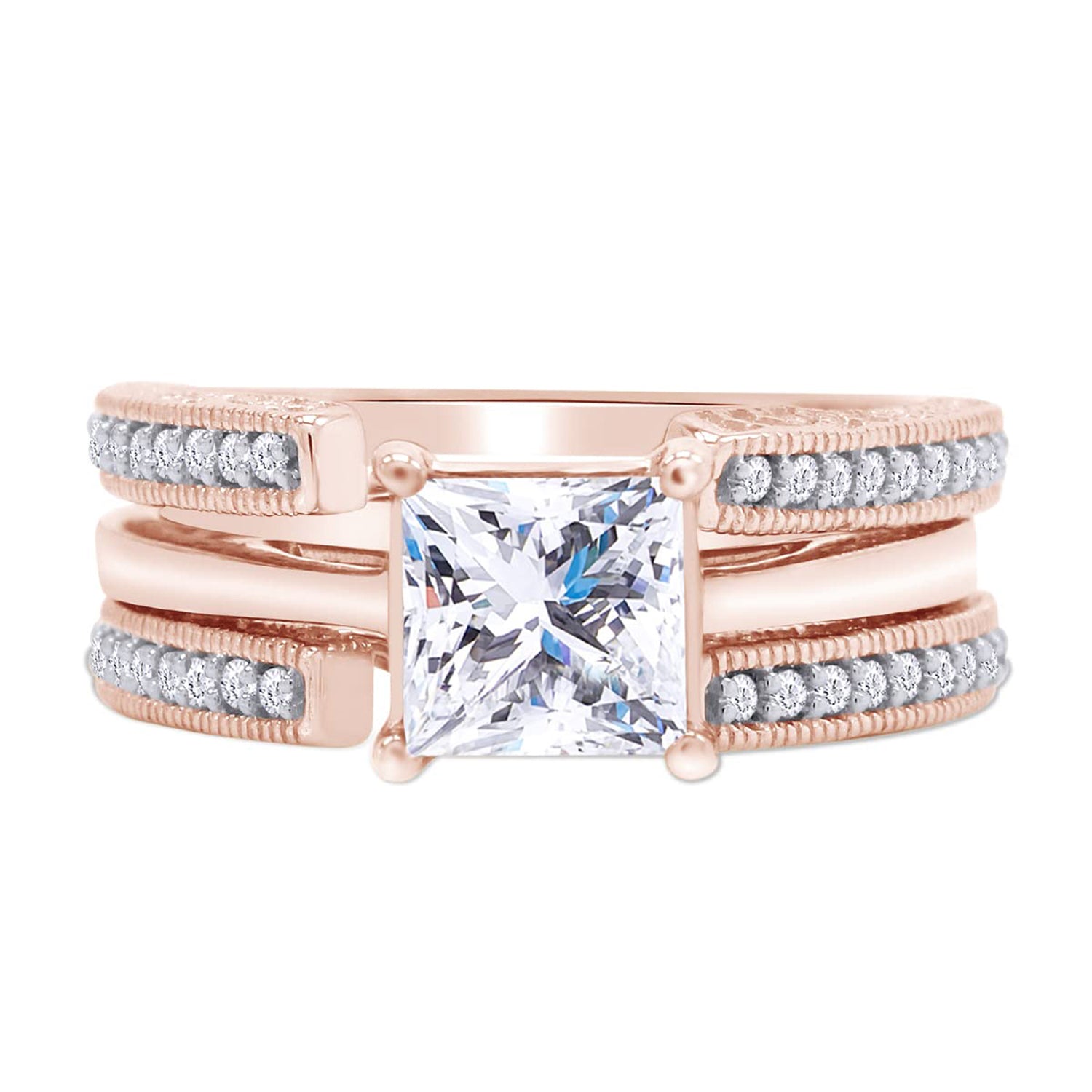 Cathedral Guard Enhancer Wedding Ring Cubic Zirconia Sterling Silver