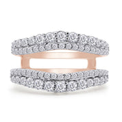1 ct. t.w Round Lab Created Moissanite Diamond Double Row Pave Set Curved Enhancer Guard Ring In 14K Gold Over Sterling Silver Jewelry (1.00 Cttw), Valentine's Day Gift For Her