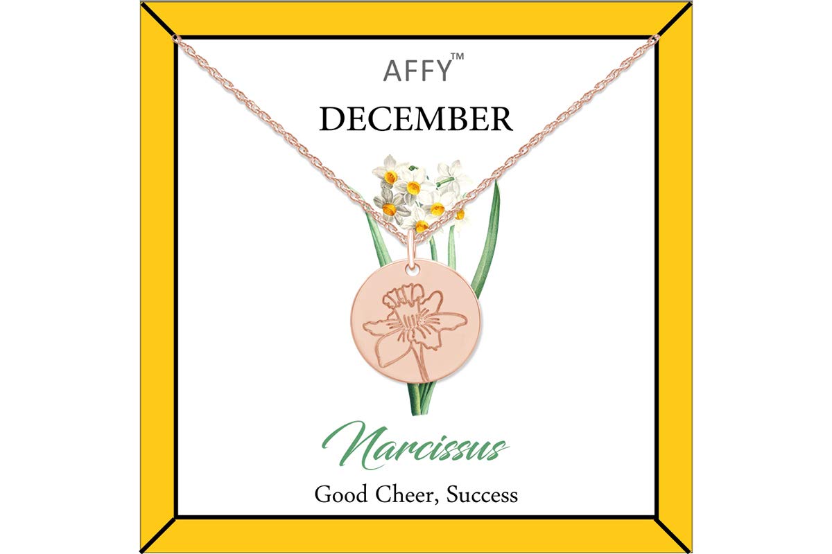 Flower Disc Charm Pendant Necklace 18K Gold Plated