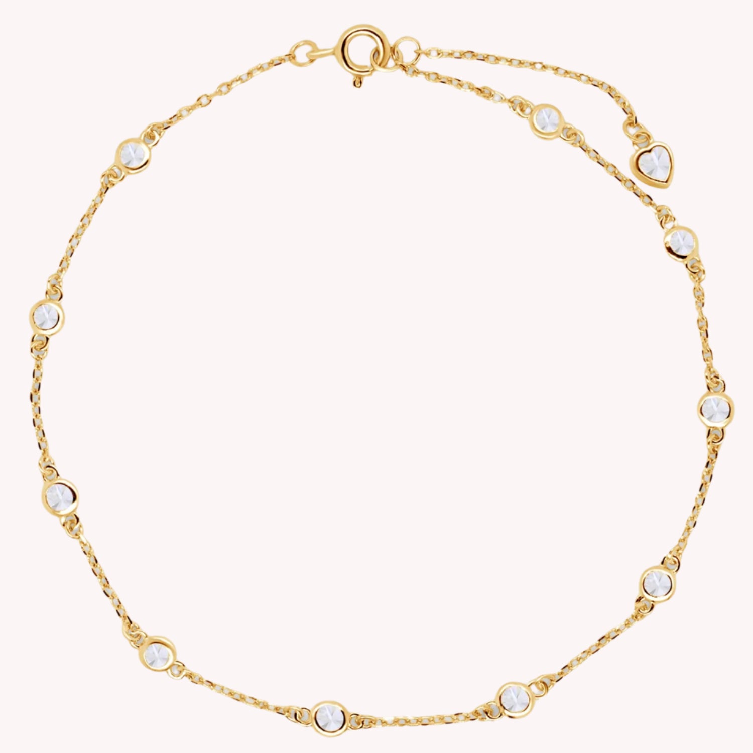 Station Anklet Lab Created Moissanite