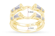 3/4 Carat Tapered & Round White Cubic Zirconia Enhancer Guard Ring In 14k Gold Over Sterling Silver (0.75 Cttw) Gift For Her