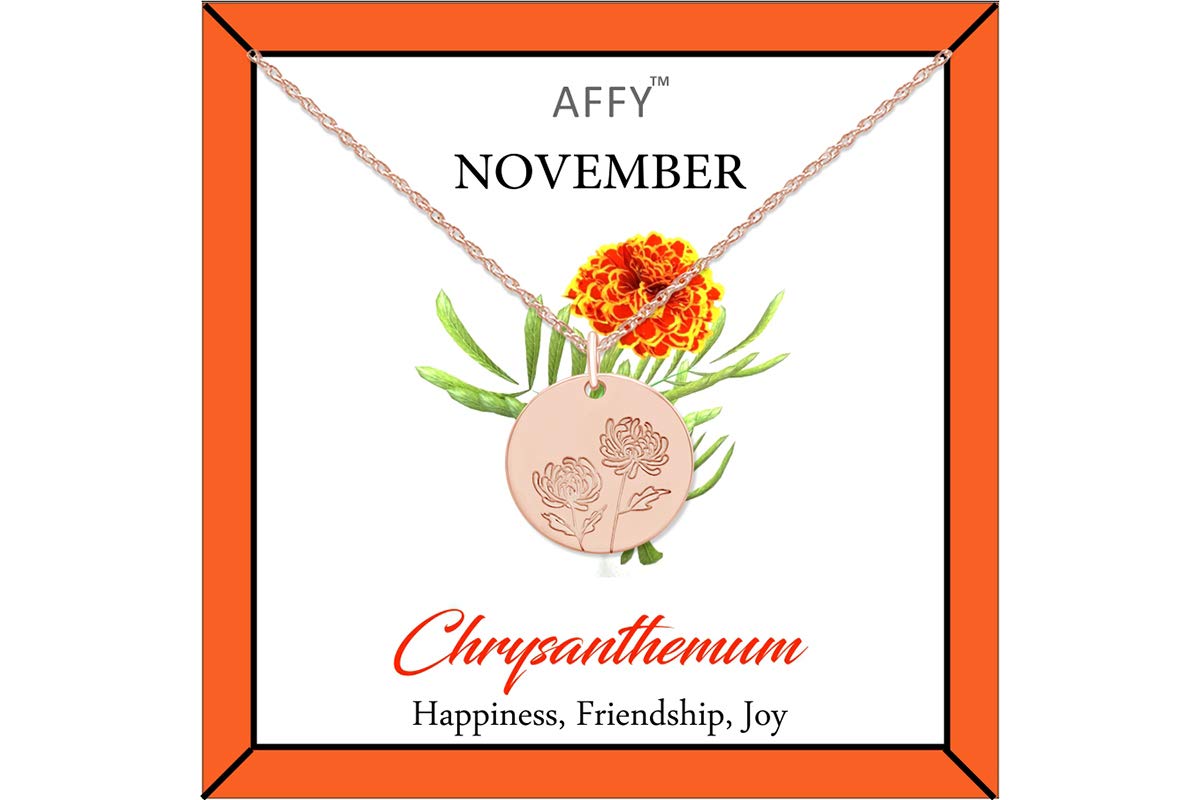 Flower Disc Charm Pendant Necklace 18K Gold Plated