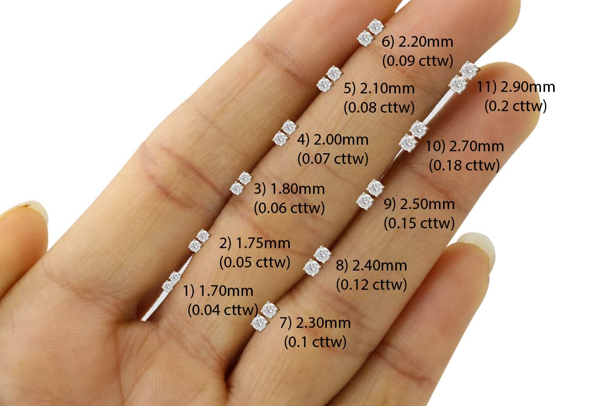 0.04 to 0.25 Carat Round Cut Natural Diamond Stud Screw Back Earrings in 14k Solid Gold Jewelry