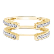 Round Lab Created Moissanite Diamond Cathedral Enhancer Guard Ring In 14K Gold Over Sterling Silver Jewelry For Women (G-H Color, 0.20 Cttw), Valentine's Day Gift For Her