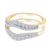 1 ct. t.w Round Lab Created Moissanite Diamond Double Row Pave Set Curved Enhancer Guard Ring In 14K Gold Over Sterling Silver Jewelry (1.00 Cttw), Valentine's Day Gift For Her