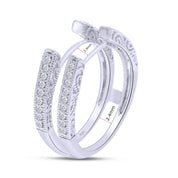 Round Lab Created Moissanite Diamond Cathedral Enhancer Guard Ring In 14K Gold Over Sterling Silver Jewelry For Women (G-H Color, 0.20 Cttw), Valentine's Day Gift For Her