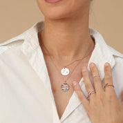 Flower Disc Charm Pendant Necklace 18K Gold Plated