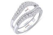 1 Ct Round Double Row Pave Set Curved Enhancer Guard Ring In 14K Gold Over Sterling Silver With Cubic Zirconia Gift For Her