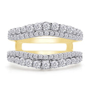 1 Ct Round Double Row Pave Set Curved Enhancer Guard Ring In 14K Gold Over Sterling Silver With Cubic Zirconia Gift For Her