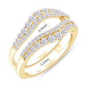 1 ct. t.w Round Lab Created Moissanite Diamond Double Row Pave Set Curved Enhancer Guard Ring In 14K Gold Over Sterling Silver Jewelry (1.00 Cttw), Valentine's Day Gift For Her