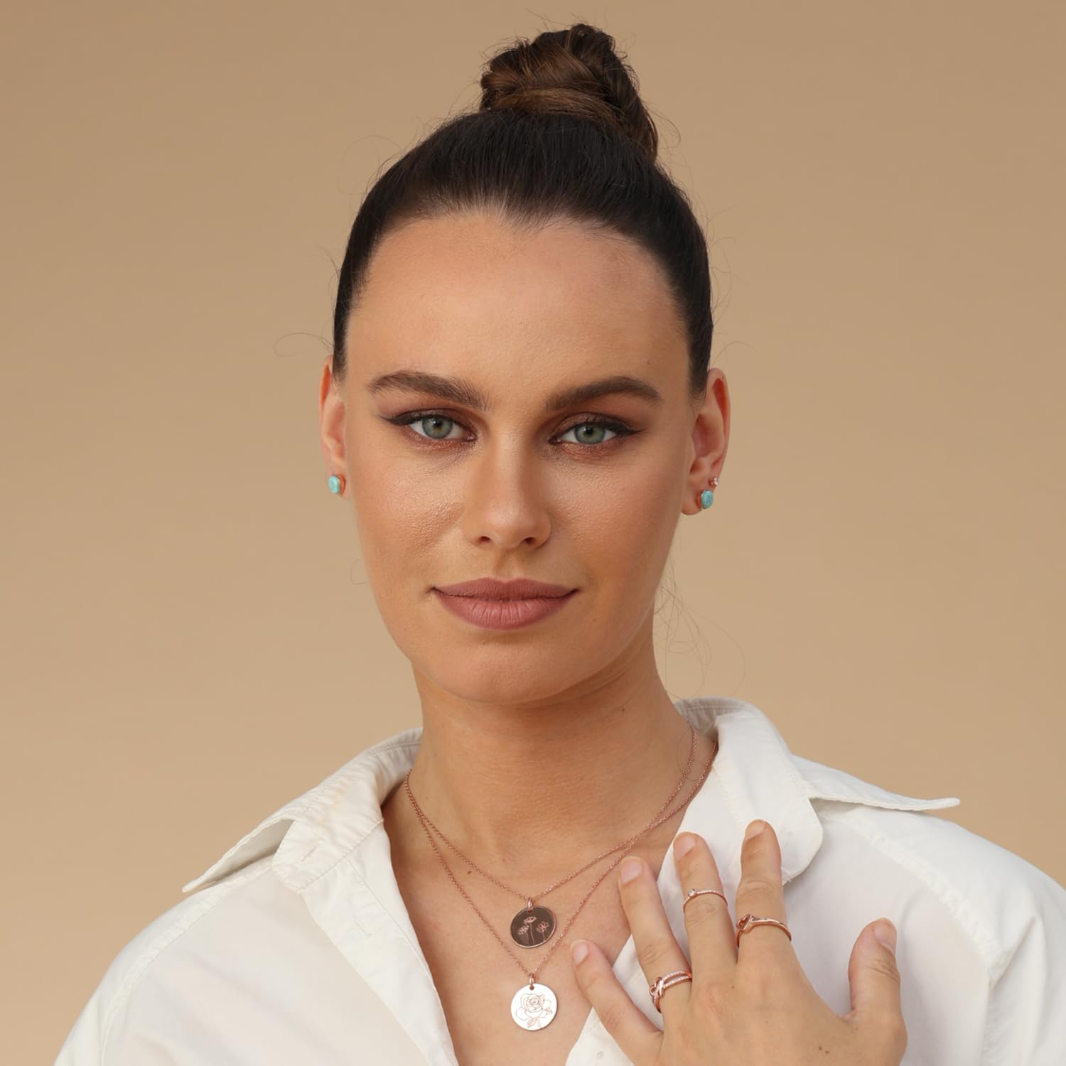 7MM Turquoise Gemstone Dome Button Stud Earrings Sterling Silver