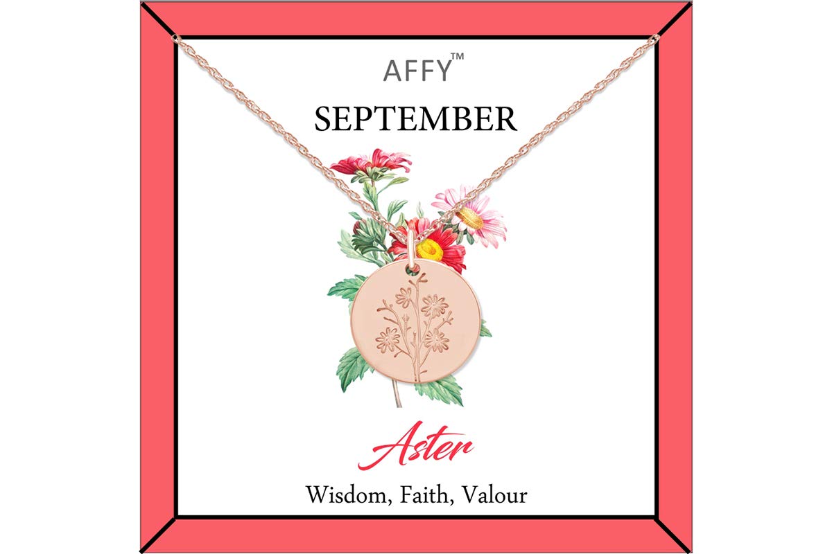 Flower Disc Charm Pendant Necklace 18K Gold Plated