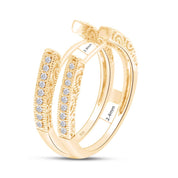 Round Lab Created Moissanite Diamond Cathedral Enhancer Guard Ring In 14K Gold Over Sterling Silver Jewelry For Women (G-H Color, 0.20 Cttw), Valentine's Day Gift For Her