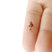 Natural Diamond Mini Stud Screw Back Earring in 14k Solid Gold | Cartilage Diamond Stud Earrings | Single or Pair | Very Small 1.7MM