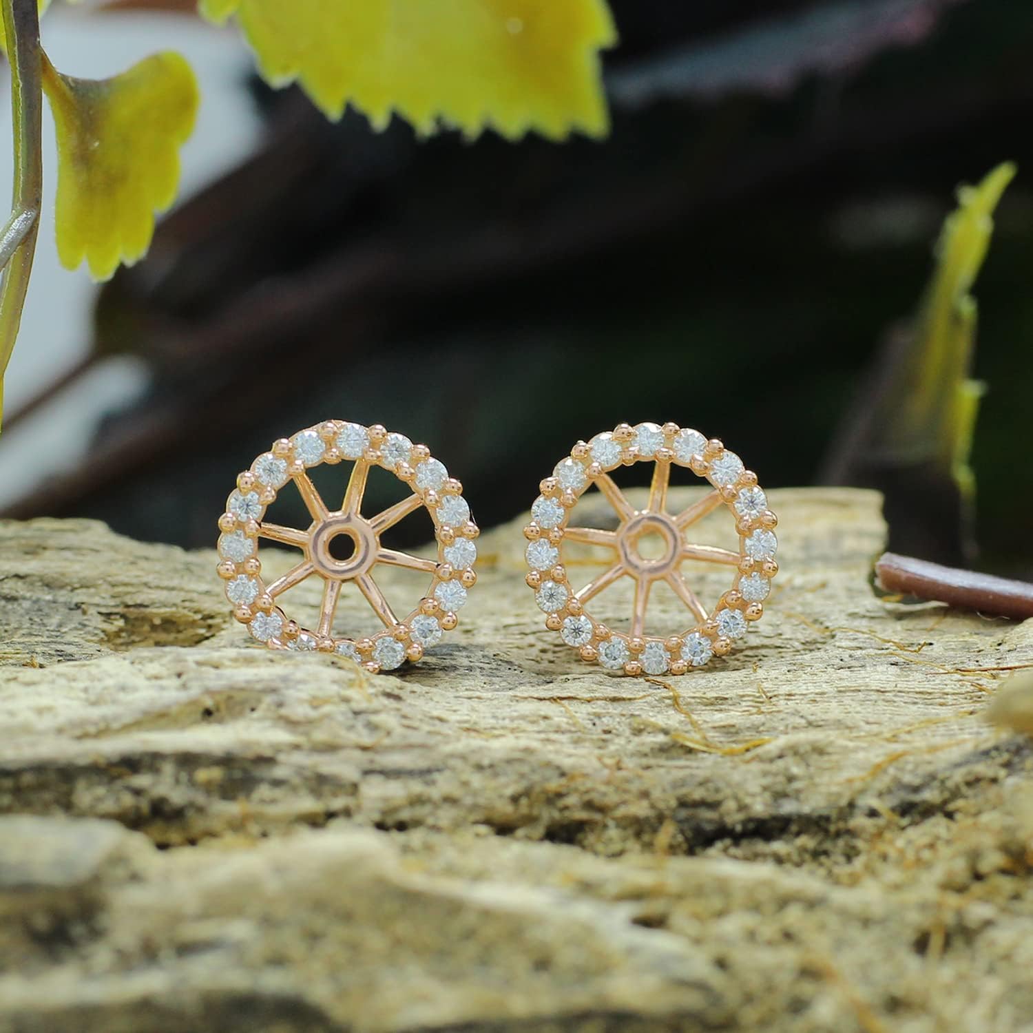 Halo Women's Earring Jackets for 8.50MM Round Shape Studs with Lab Grown Diamond Ear Jackets