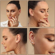 Baguette Cut Cubic Zirconia Solitaire Stud Earrings Sterling Silver