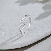 1/10 Carat CT Round White Natural Diamond Bypass Heart Promise Ring 14k Gold Over Sterling Silver Gift for Her