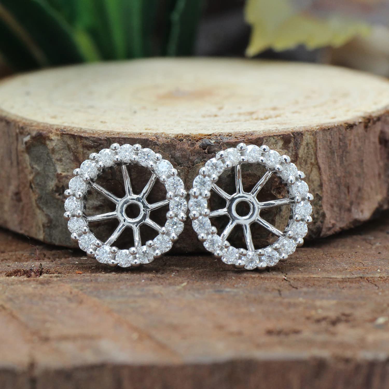 Halo Women's Earring Jackets for 8.50MM Round Shape Studs with Lab Grown Diamond Ear Jackets