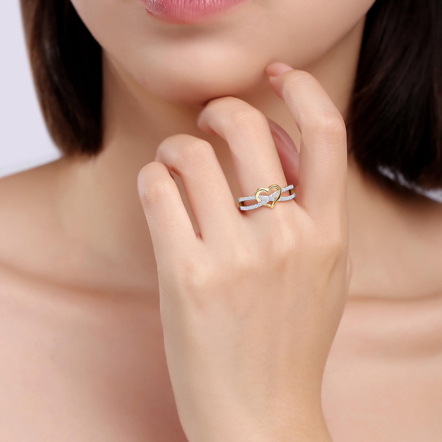 Infinity Heart Promise Lab Grown Diamond Split Shank Engagement Ring