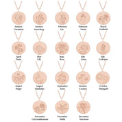 Flower Disc Charm Pendant Necklace 18K Gold Plated