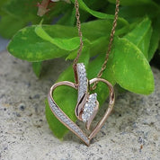 3 Stone Swirl Heart Lab Grown Diamond Pendant Necklace