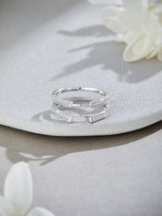 Cathedral Guard Enhancer Wedding Ring Cubic Zirconia Sterling Silver