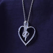 3 Stone Swirl Heart Lab Grown Diamond Pendant Necklace